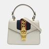 [Pre-Owned] Sylvie Gold Buckle Striped Web Leather Mini Tote Shoulder Crossbody Bag - Good #1YKKBYI