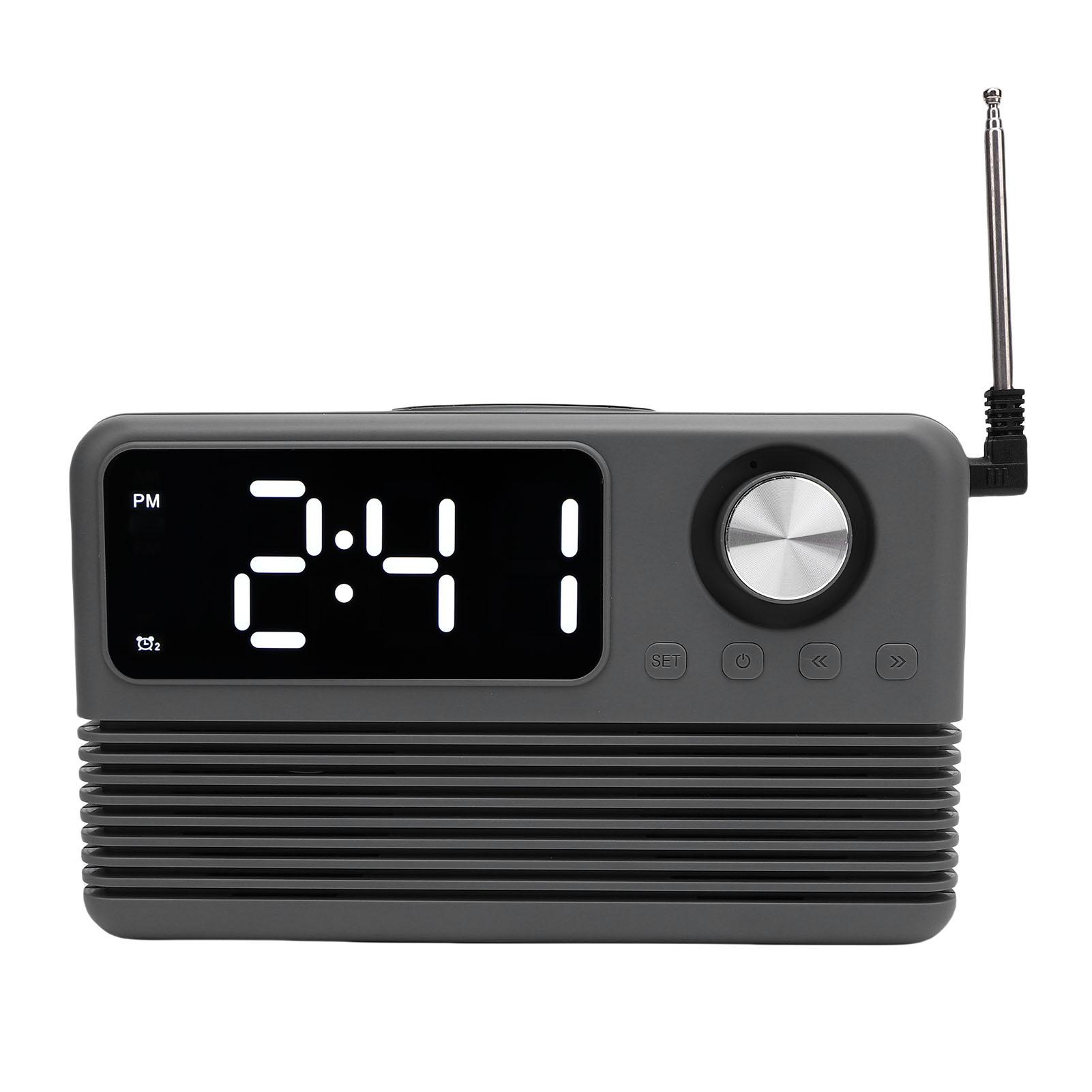 

15W Fast Wireless Charger with Bluetooth Speaker Digital Clock FM Radio for Home Decoration Bedroom серый