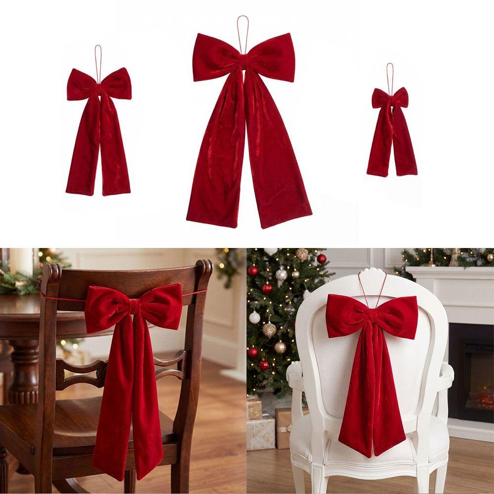 Flannelette Christmas Bow Large Christmas Tree Decorations Hanging Xmas Ornament Merry Christmas