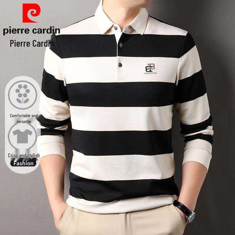 

Pierre Cardin Men s Striped Long-Sleeve Polo Shirt 2XL