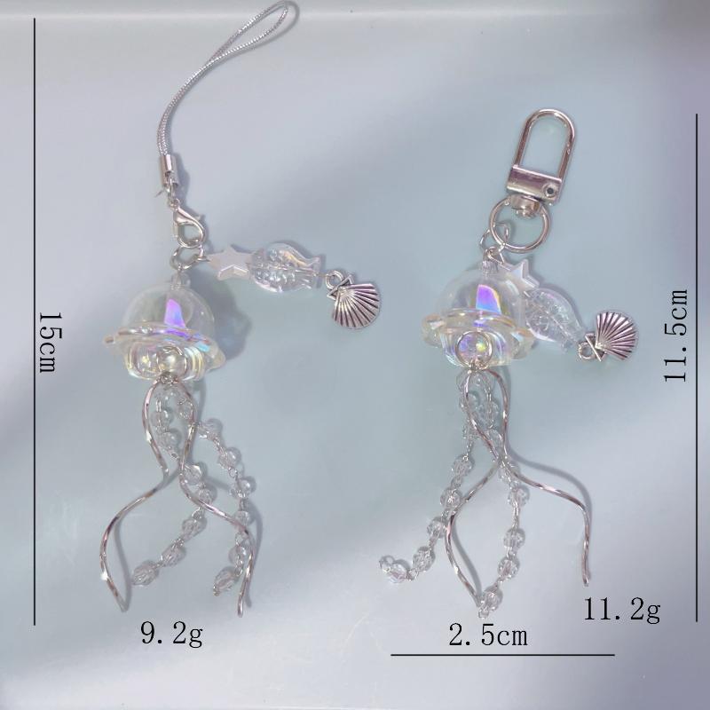 1Pcs Ocean Theme Y2K Beaded Phone Lanyard Star Sea Shell Jellyfish Key Chain Colorful Handmade Jellyfish Phone Charm Pendant