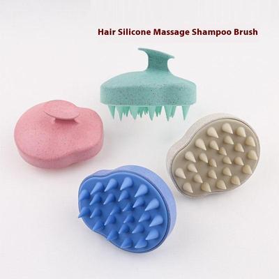 Soft Comb Hair Washing Massage Deep Scalp Cleaning Shampoo Brush Silicone Shampoo Brush Wheat Straw TPE Handle Massage Scalp