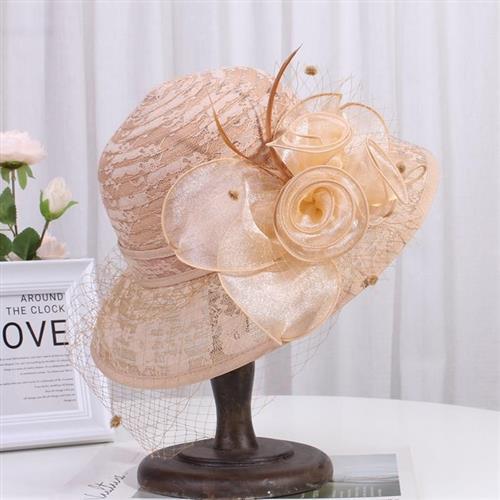 Retro French Hat Socialite British Summer Sun Hat Lace Flower Basin Mesh Sunshade Fisherman Style For Women