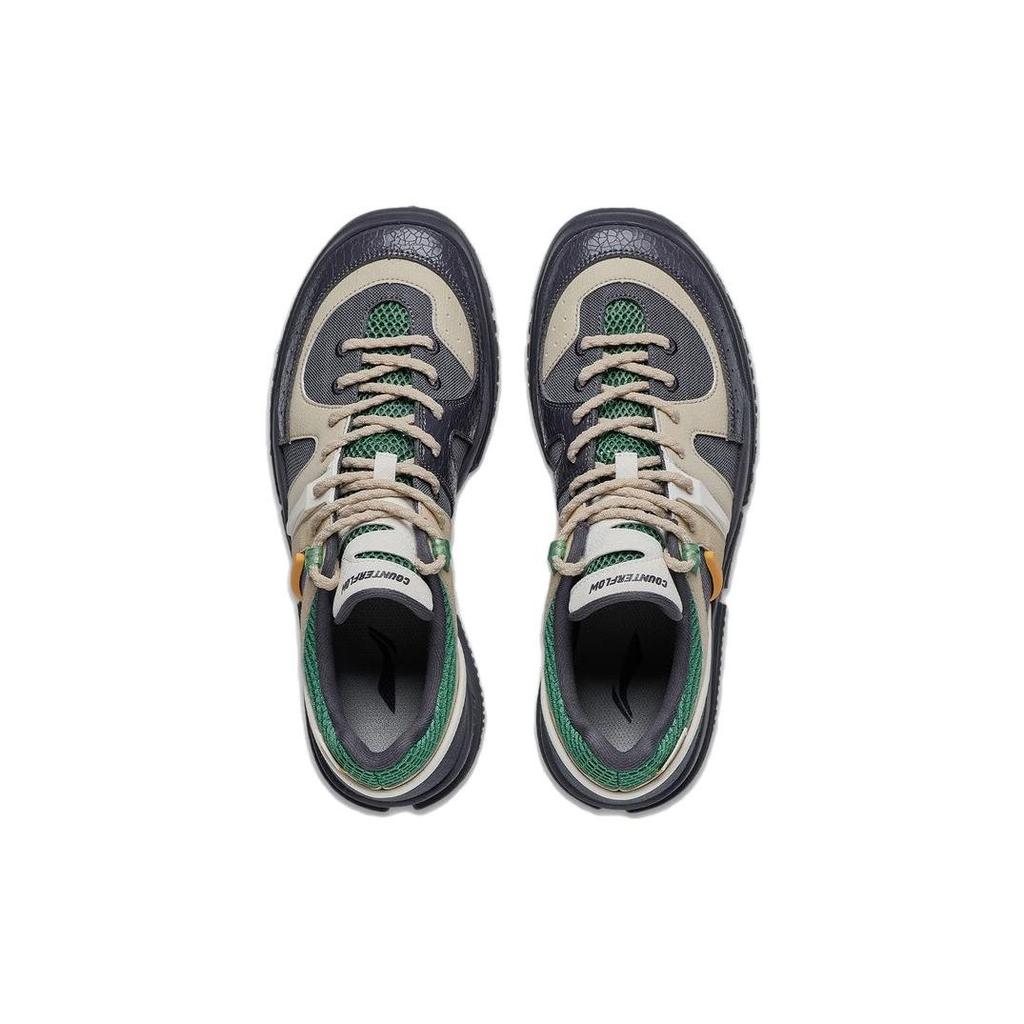 Li Ning Linchi Lite Textile, Synthetic Leather Slip Resistant Abrasion Resistant Low top Casual Shoes Men's Black Umber AGLS259-1