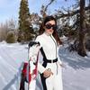Damen Skianzug Schneeanzug Einteiler Wasserdicht Warm Winter Outfit Schlanke Passform Mit Kapuze Langarm Mittelhoher Bund 9/10 Länge