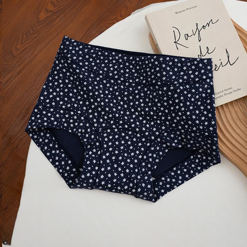 Women's Spring and Autumn New Pure Cotton Flower 10A Antibacterial Extension Crotch No Trace Briefs