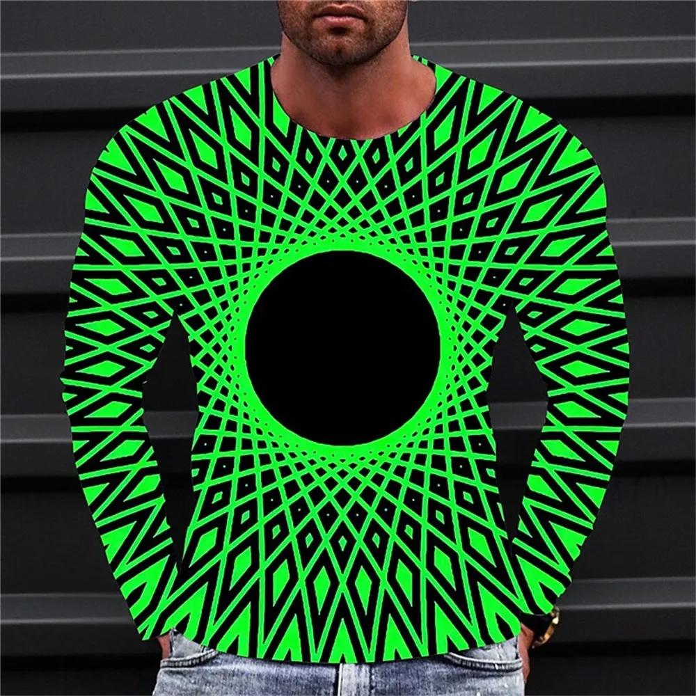2024 Men'S Long Sleeve T-Shirts Harajuku 3d Print Graphic Men Oversized Clothing Fashion Street Tees Shirt Casual O Collar Tops