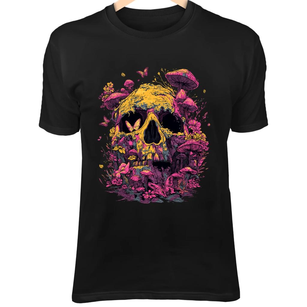 Ancient Mossy Skull - Detailed Fantasy Art with Radiant Mushrooms