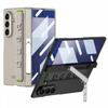 Magnetic Hinge Folding Stand Holder Wrist Strap with Glass Protector Case for Samsung Galaxy Z Fold 7 Fold7 Lens Protect Cover