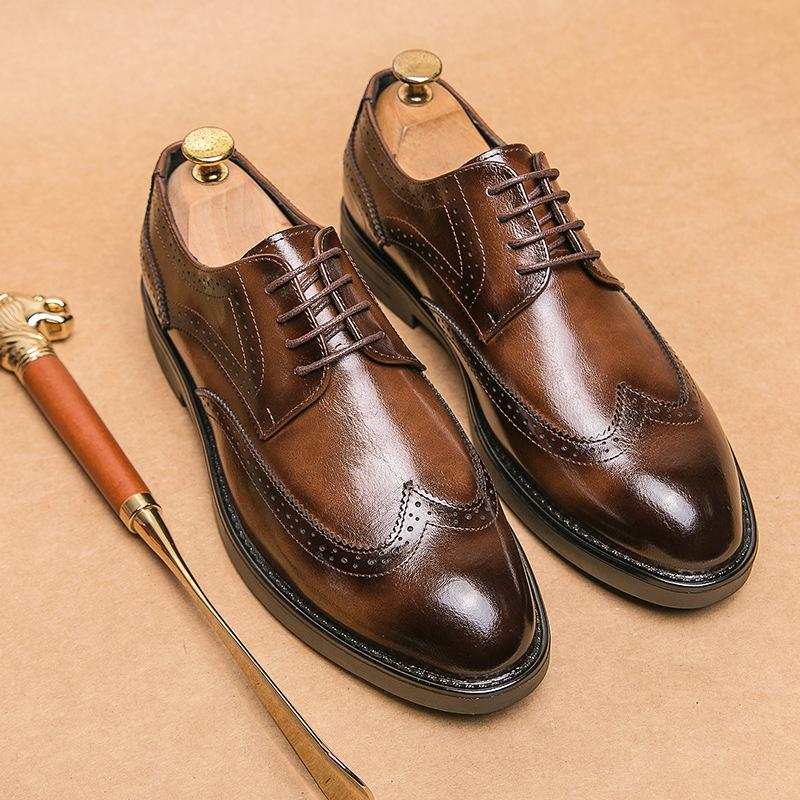

Men s shoes large size new leather shoes fashion business dress shoes Korean version trend pointed casual shoes 43