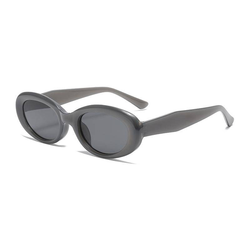 

Retro Oval Sunglasses Thick Frame Personalized Styling Sun Protection Face Slimming Glasses 5802 сірий
