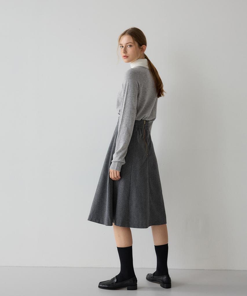 Sisterhood Wool Buckle Flare Skirt - Gray