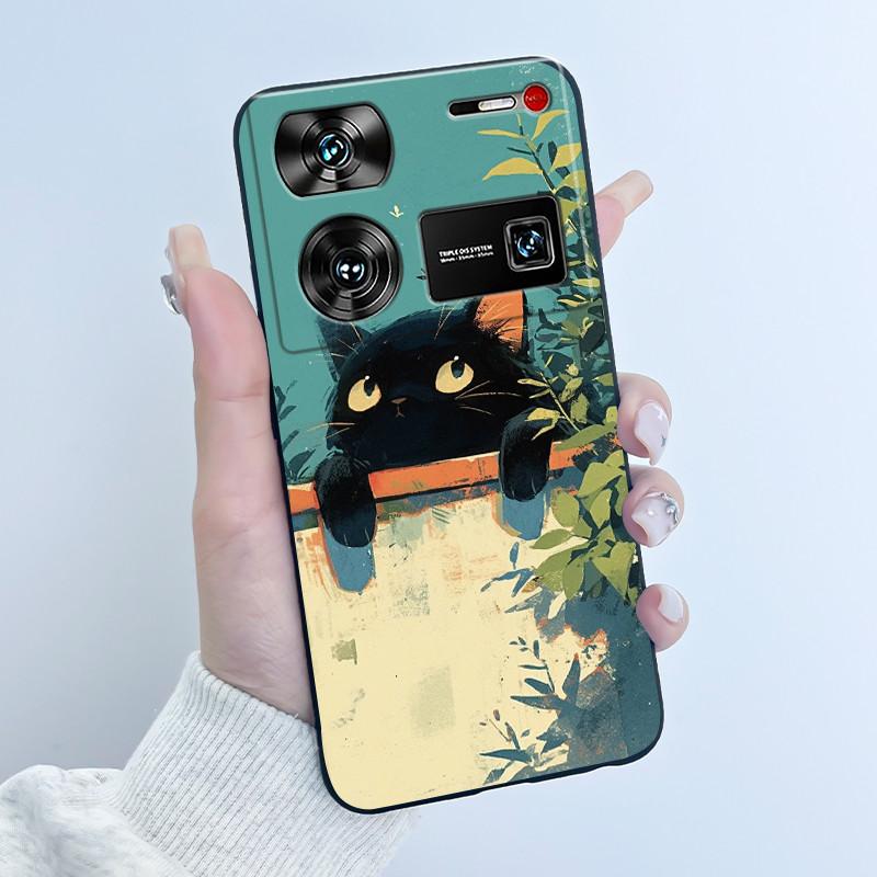 Cute Case For ZTE Nubia Z60 Ultra 5G Capa Fundas Printing Shells Protective Back Cover Soft Silicone Cartoon Black Casing Coque