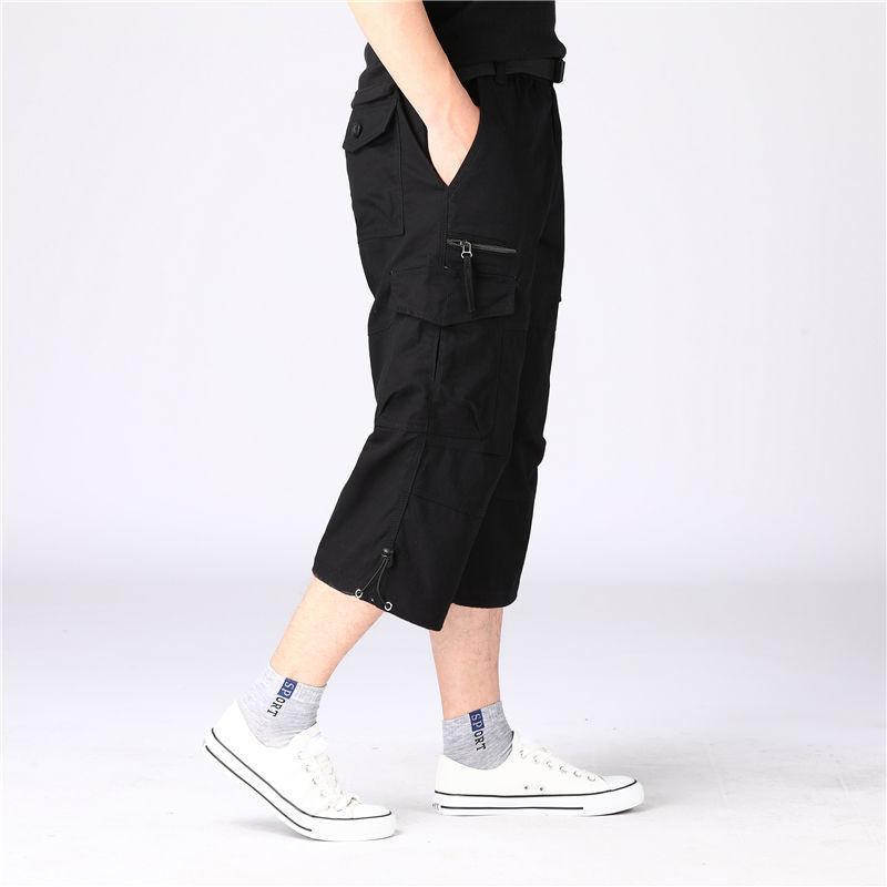 Men's Cargo Shorts Summer Loose Casual Pants Elastic Waist Large Size Outdoor Jogging Sweatpants Trend Multi Pockets Shorts