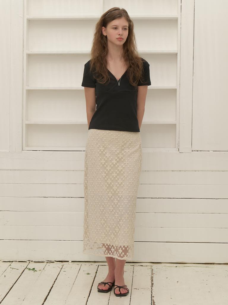 Liel Faint Lace Skirt (Natural)