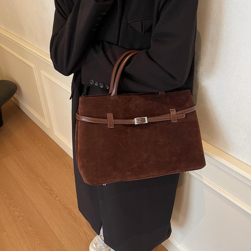 Matt retro dameskoffert stor kapasitet totebag høst og vinter ny uformell mote allsidig pendlerhåndveske