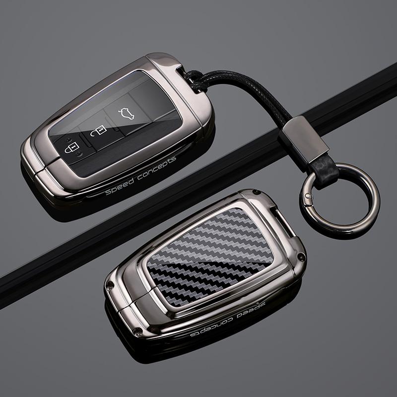 Tpu+Zinc Alloy Car Key Cover Toyota Prius Camry Corolla Chr C-Hr Rav4 Land Cruiser Prado Key Chain Key Cover Car Accessories