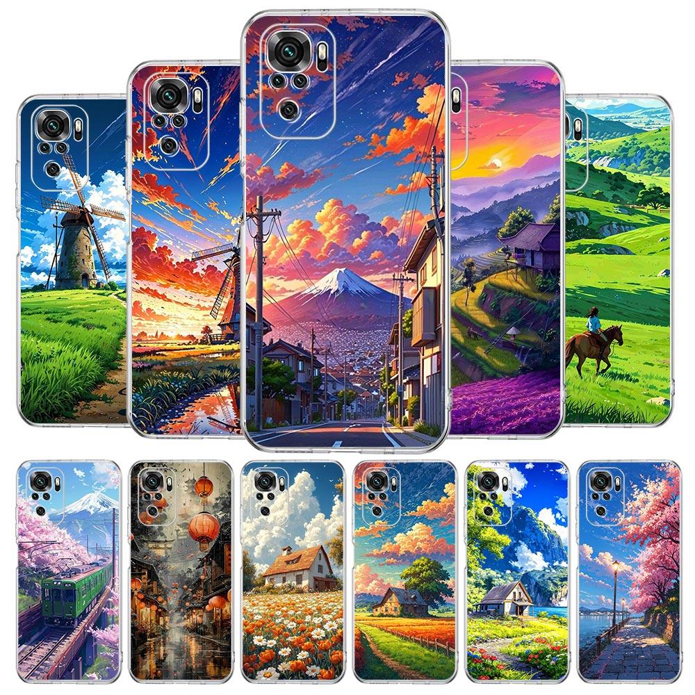 Japanese Landscape Soft TPU Phone Case For Xiaomi Redmi Note 15 14 13 12 4G 10 11 Pro Plus 5G 14C 13C 12C 10C 9A Cover