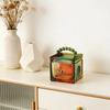 Artistic Square Candies Holder Clear Glass Featuring Intricate Embossed Detail Household Storage Jar
