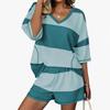 Spring/Summer Women's Striped Short-Sleeve Top & Casual Shorts Two-Piece Sportswear Set