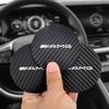 GLC GLB 2Pcs Car Anti-noise Coaster Mat Carbon Leather Water Cup Pad For Mercedes Benz AMG E S C A B Class GLE GLS CLS GLC CLA
