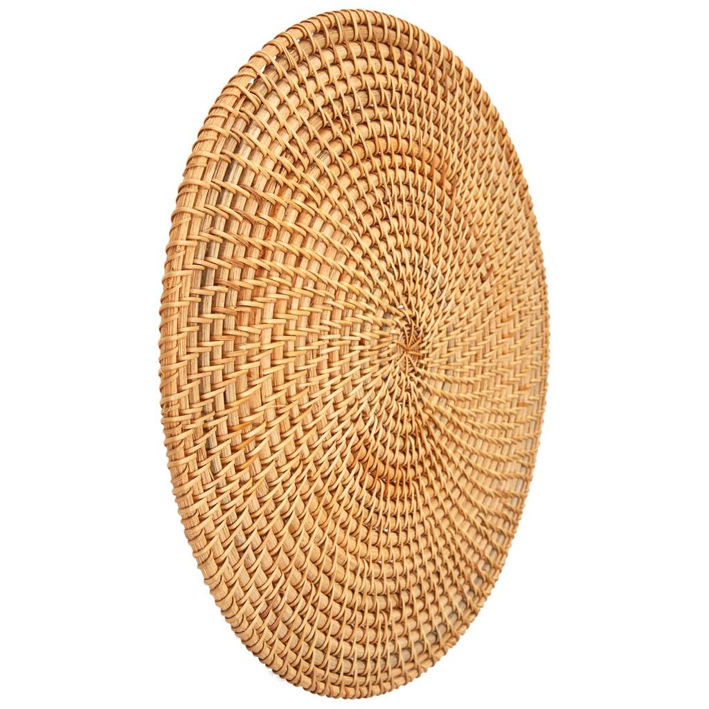 Versatile Handwoven Rattan Placemats,Round Wicker Table Mats, Natural Woven Placemats For Dinner Table,Heat Resistant Mats