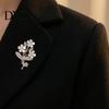 Flower Brooch Pin Rhinestone Pin, Bling Floral Lapel Badge for Women, Coat Shirt Sweater Dress Decorative Accessory