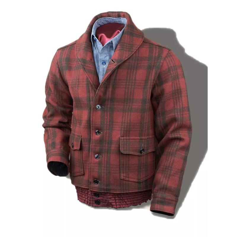 

Красный клетчатый мужской пиджак с длинным рукавом шерстяное пальто 5XL