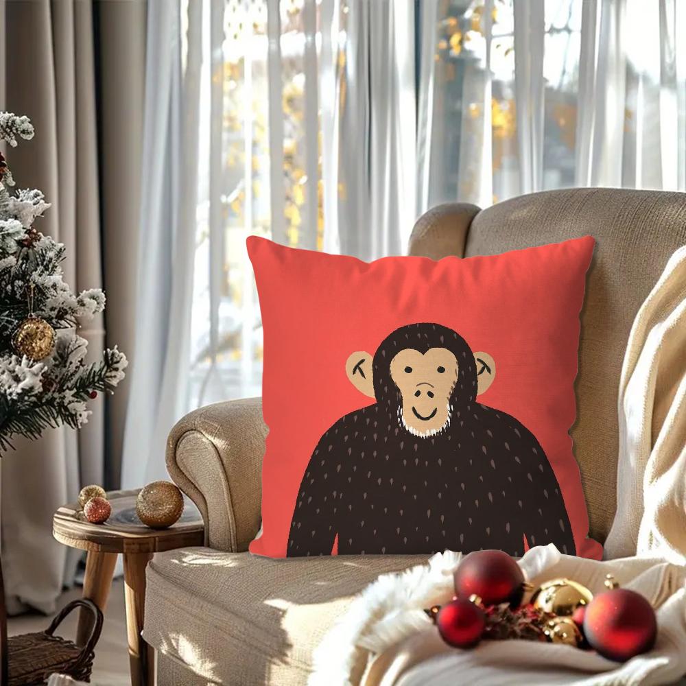 G-Gorilla Creative Cartoon Animation Pillow Case Square Pillow Bedroom Sofa Leisure ComfortCar Living Room Home Decoration 40X40