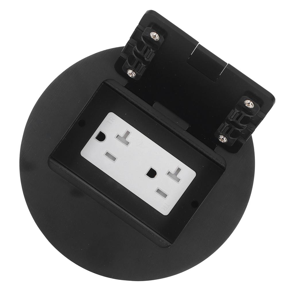 Bodensteckdosenbox 20A 3-polige Bohrung Edelstahl Rund Unterputz Bodenauslassdose Schwarz