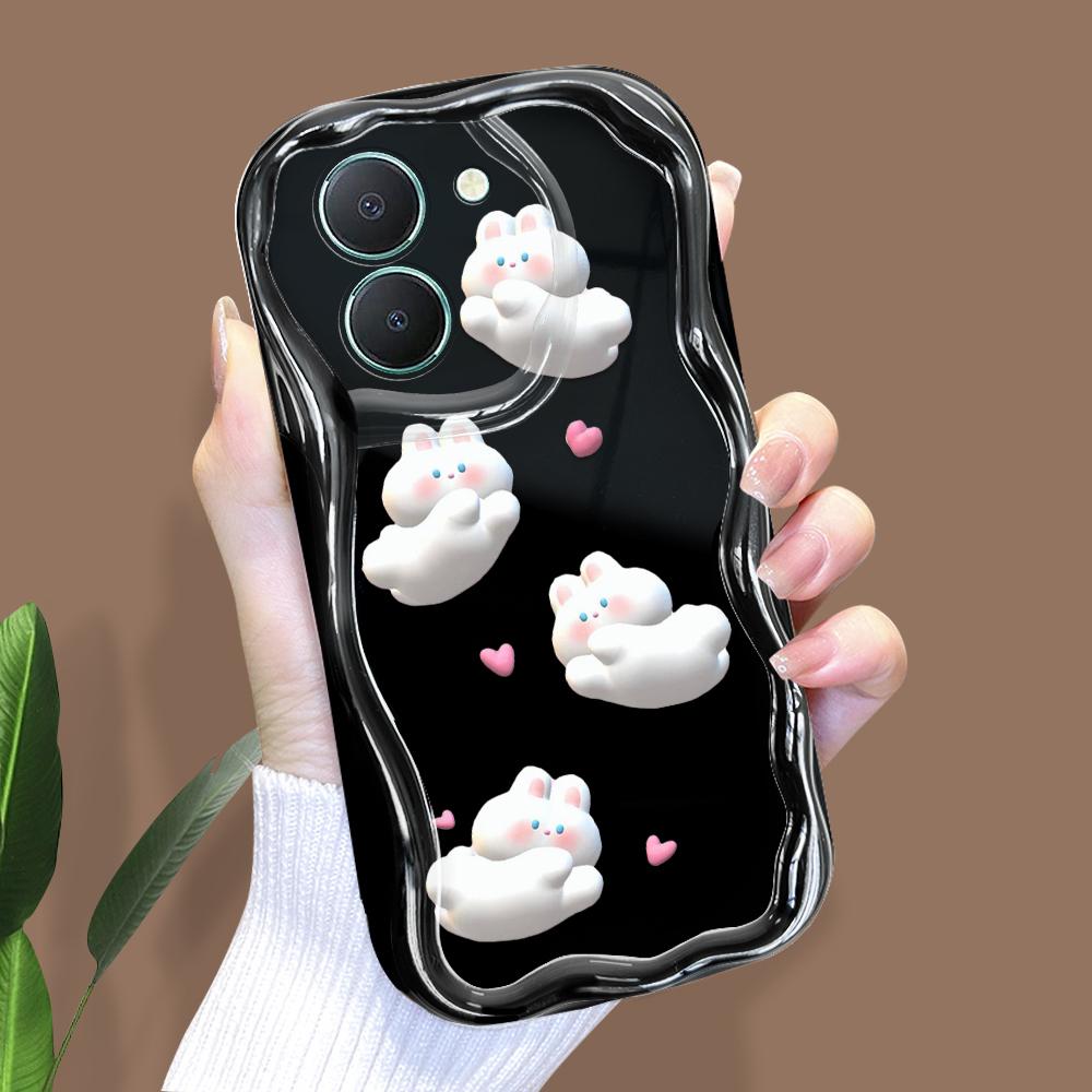 Cute Cartoon Pattern Cream Texture Casing Wavy Edge Soft Silicone Cover Phone Case for Vivo