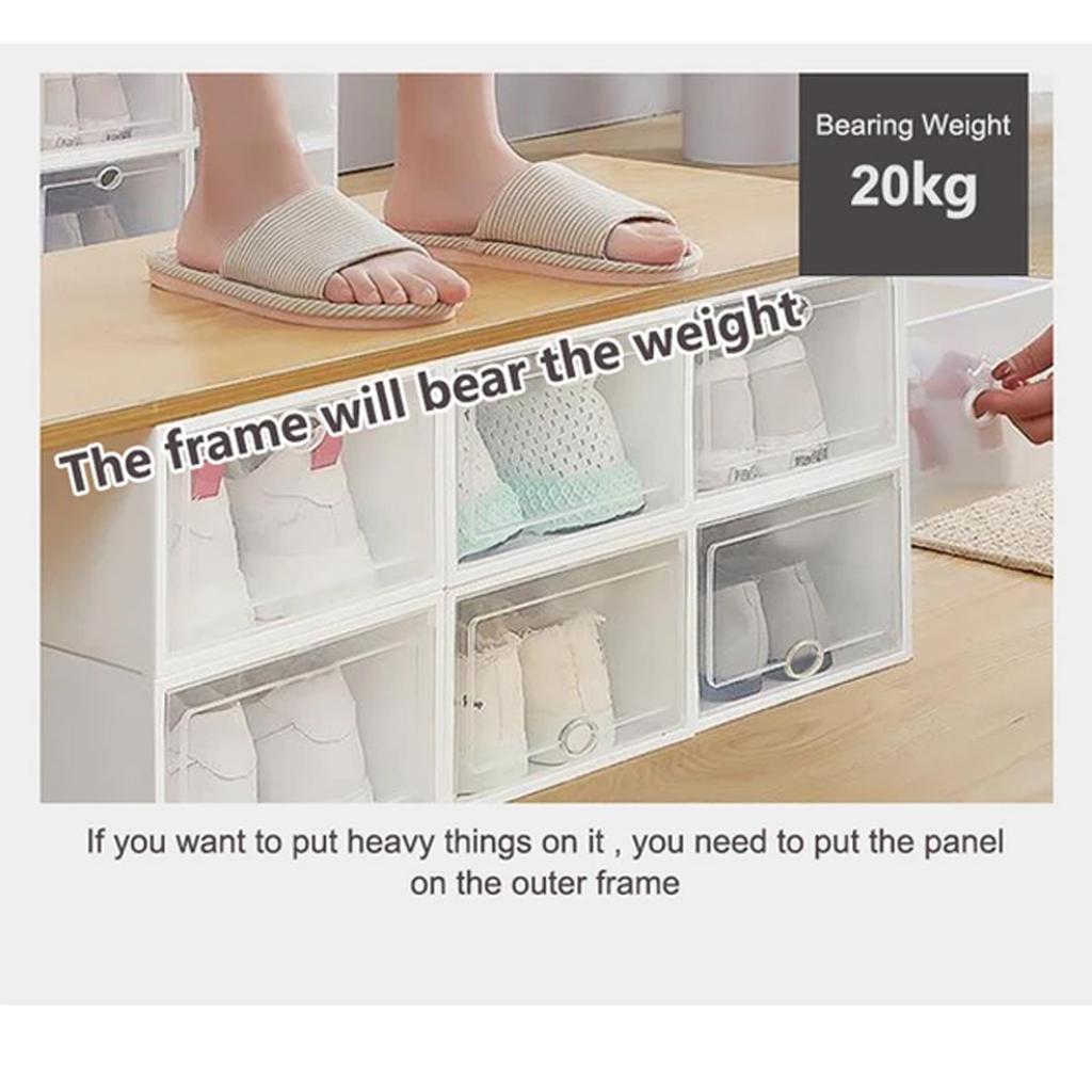 Foldable Clear Shoes Storage Box Plastic Stackable Shoe Organizer