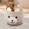Björnförvaringskorg Bomullssnöre Mångsidig Förvaring för Småsaker Leksaker Vikbar Hushållsgåva Tvättkorg