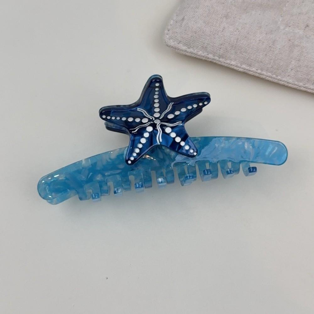 Non-Slip Starfish Hair Claw Clip Ocean Style Hair Barrettes Acetate Shark Clip  For Women