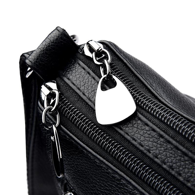 Middle-Aged Mother Bag Multi-Layer Women's Bag PU Shoulder Bag Large Capacity Lightweight Crossbody Bag