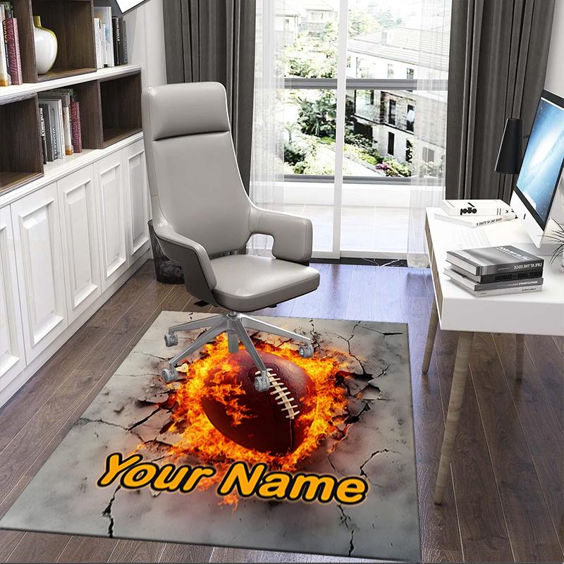 1PC Custom Name Football Theme Floor Mat Ideal for Living Room, Game Rooms, Office, Bedroom, Office Floor Mat , Floor Mats for Home
