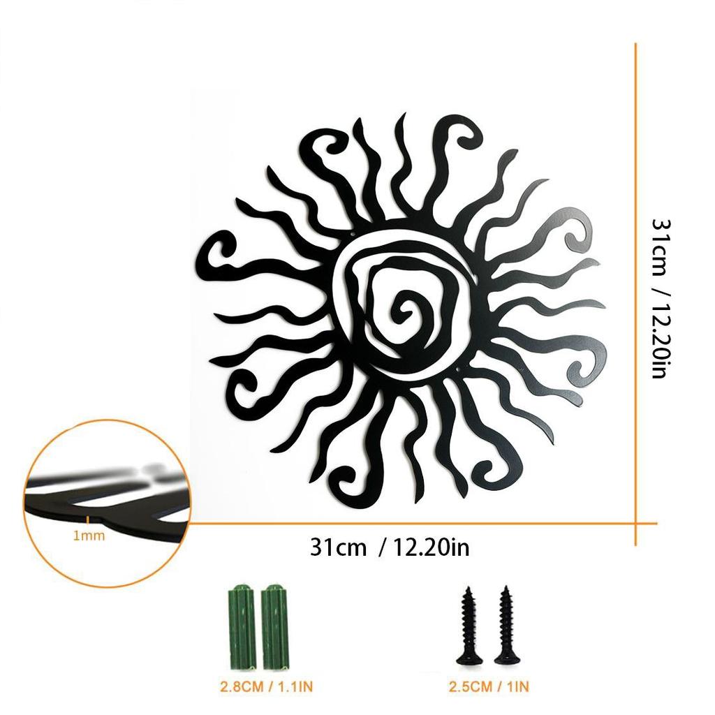 Quirky Sun Wrought Iron Ornament: Creative Home Courtyard Wall Hanging Decoration.