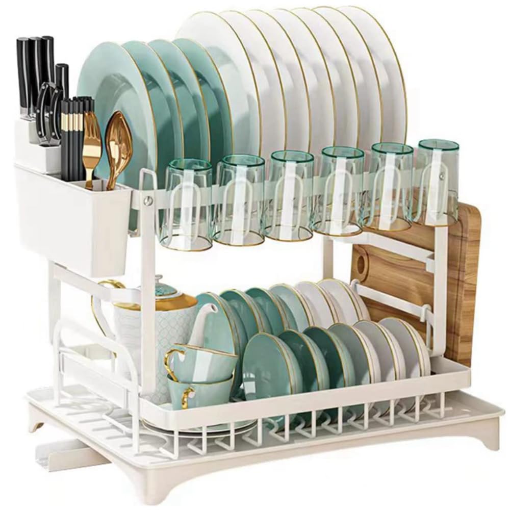 Mellbo Dish 2 Over the Sink Dish Kitchen Cutting Large 42 X 30 X 29 White Drainer, Tier, Drainer, Storage, Board, Capacity, Cm,