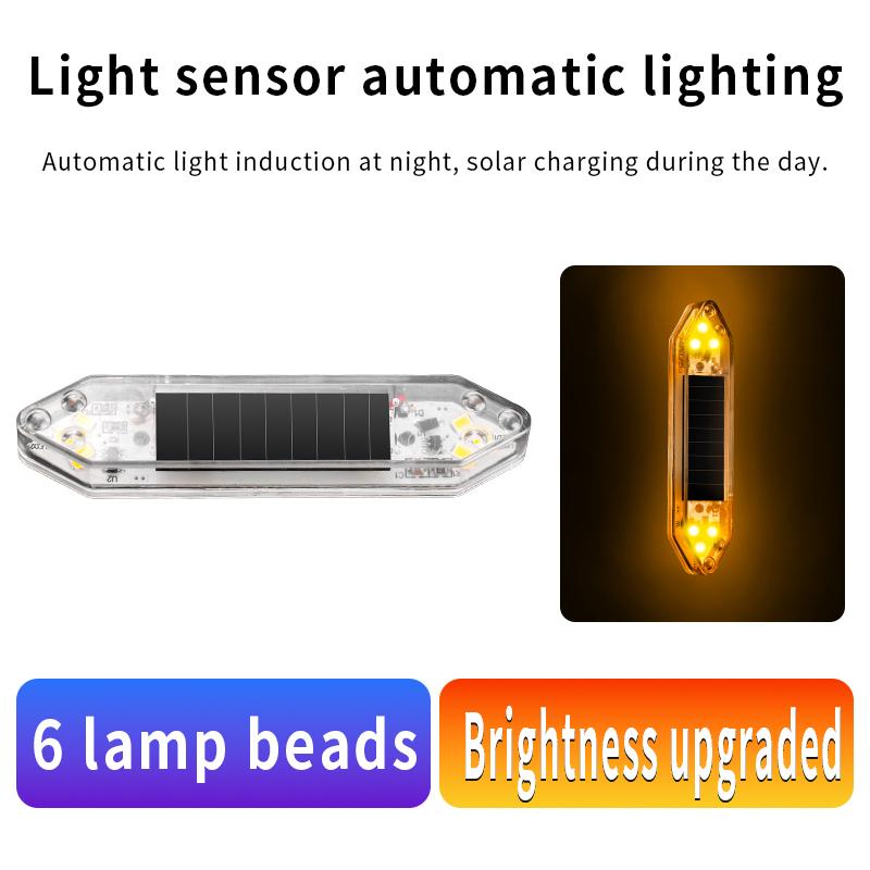 Solar powered car anti rear end collision LED flashing light, no wiring electric motorcycle warning light