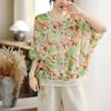Short sleeve Oversized vintage floral Casual loose t shirt tops Women summer t-shirt