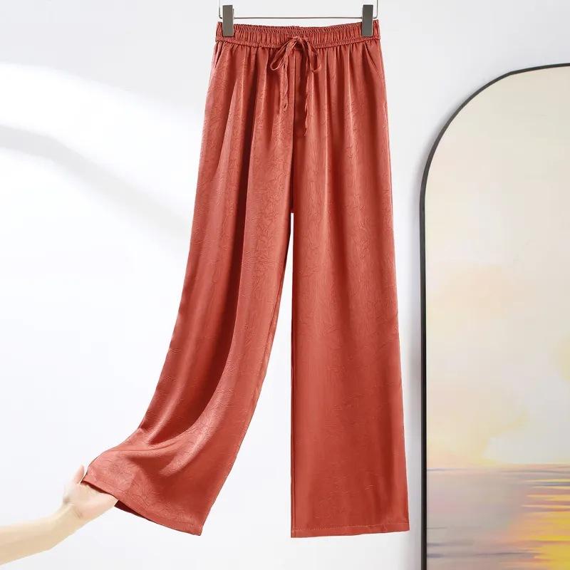 Double-sided Wrinkle Solid Color Draping Middle-aged High-waist Narrow Version Pants Straight Wide-leg Pants Nine-point All-match Casual Pants