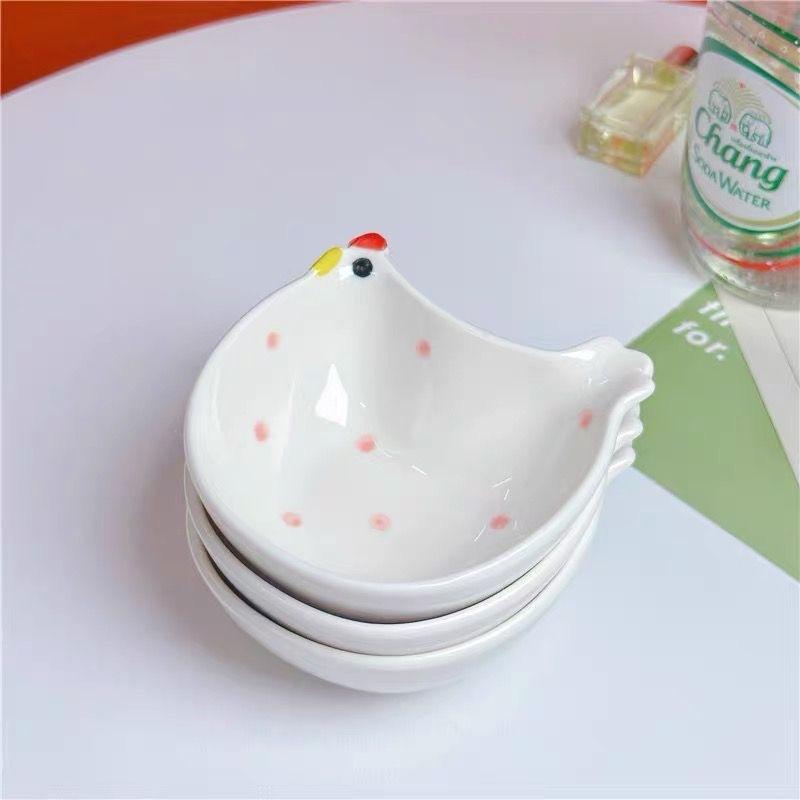 Underglaze Cartoon Chicken Sauce Dish, Seasoning Soy Sauce Tomato Sauce Hot Pot, Household Snack Dish