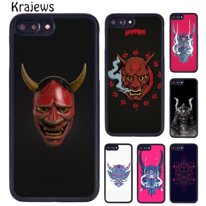 Krajews Japanese Oni Hannya Demon Mask Phone Case Cover For iPhone 17 Air 16 15 14 plus 11 12 13 pro max coque