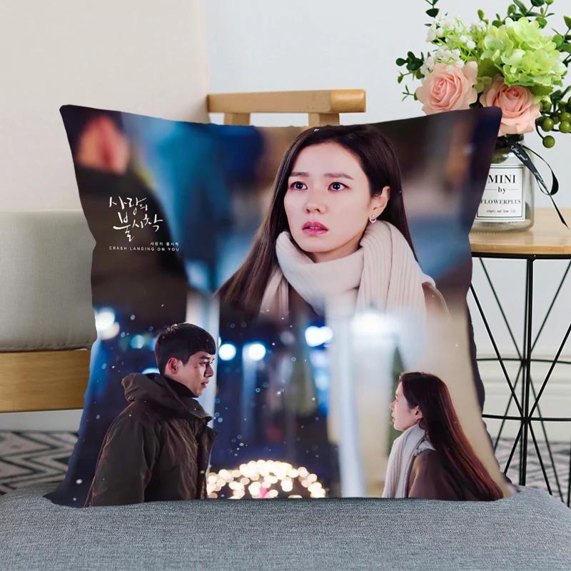 45x45cm Crash Landing On You Hyun Bin Pillowcase Bedroom Home Decorative Pillow Cover Square Zipper Pillow Cases Satin Fabric