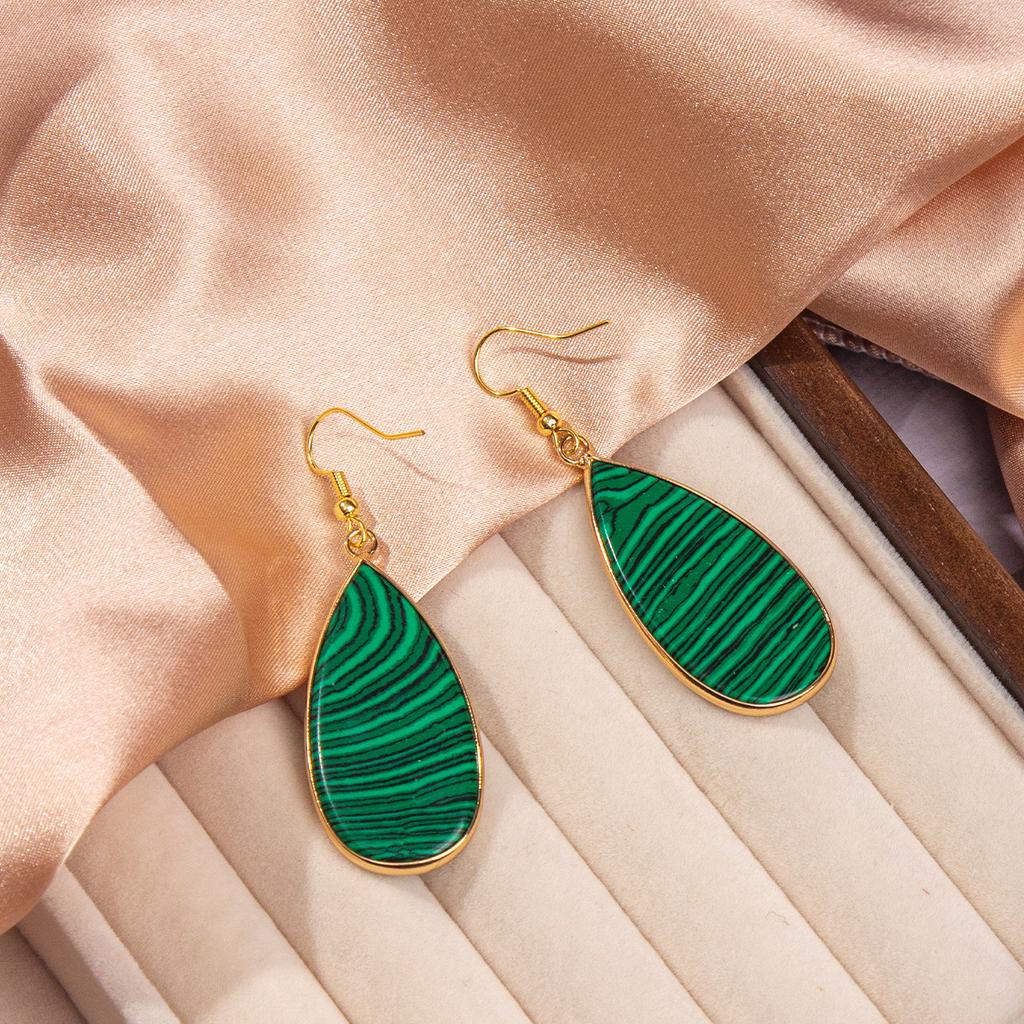 Natural Stone Earrings, Light Luxury High-end Earrings, Blue Pine, Green Eyed Stone Earrings, Accessories