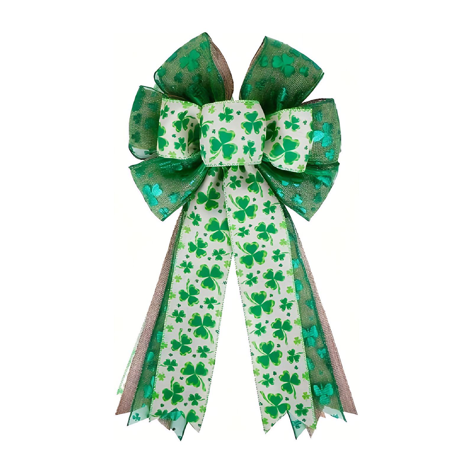

St Patricks Day Tree Topper Bows for Wreath Decorations Irish Holiday Crafts Bows for Front Door Indoor Outdoor Use