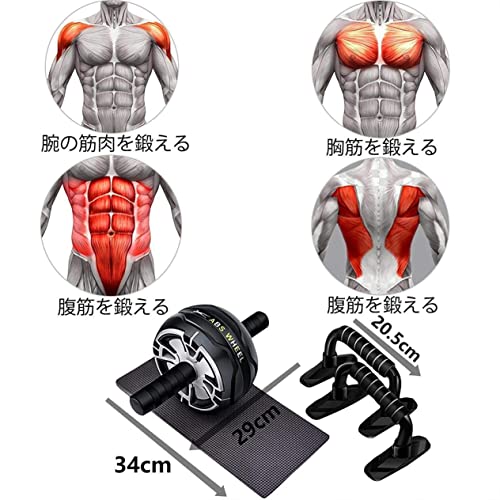 CATOOM Ab Roller with Mat + Push-Up Wheel, Exercise Wheel, 220kg Weight Capacity, Black/Gray