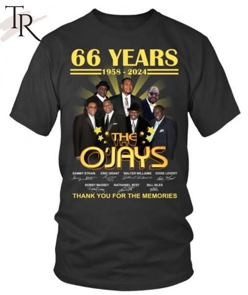 66 Years 1958 - 2024 The O Jays Thank You For The Memories T-Shirt L804 XL