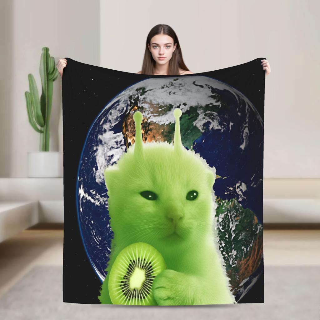 Warm Comfy Blanket Plane Travel Funny Space Planet Kitten Bedding Throws Fashion  Bedspread For Home Decor