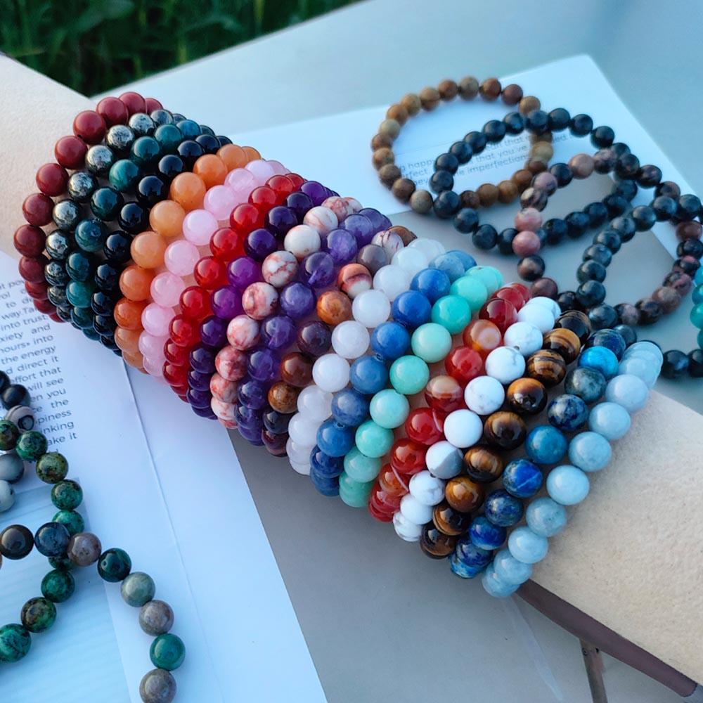 Originalt stensmycke för kvinnor män trendigt Blå Apatit pärlade Zirkon armband chefens dag scen medarbetaruppskattningsgåvor